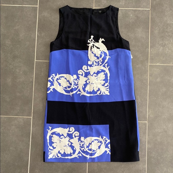 TIBI blue and black color block silk mini sleeveless sheath dress. Womens size 2 - Picture 3 of 7